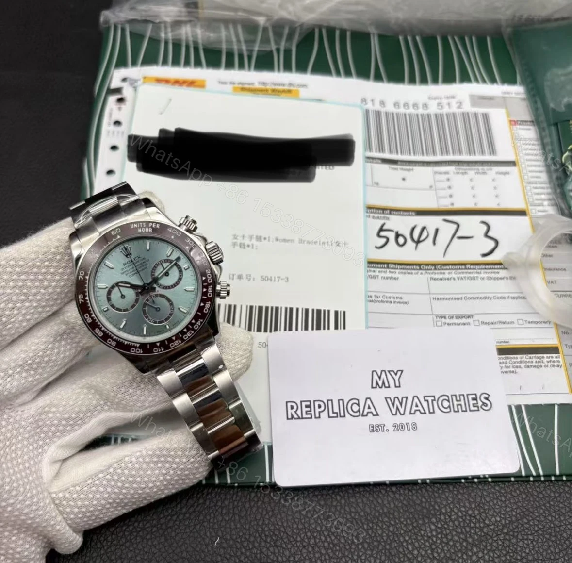 View 9 of Super Clone Rolex Daytona 126506 “Platona” Open Case Back | Ice Blue
