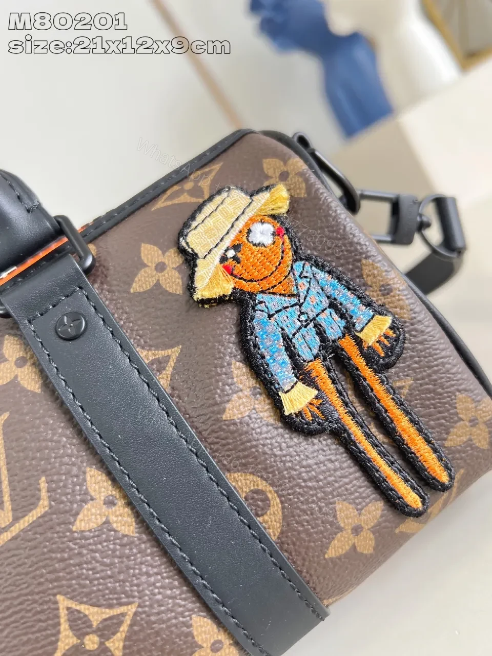 View 6 of Brown Monogram Handbag with Playful Patch – Luxe Everyday Carrier