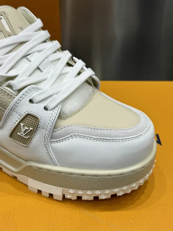View 7 of Cream-Snow Luxury Sneakers: Premium Leather, LV-Inspired Details, All-Day Comfort
