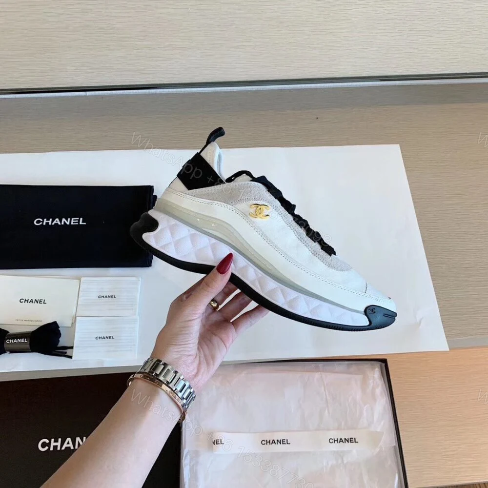 View 5 of Chanel Velvet Sneakers Ivory And Black G35617