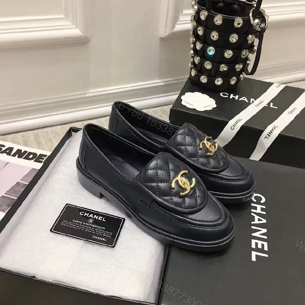 View 8 of Quilted Leather Loafers + Gold Logo - Dressy-Casual Comfort