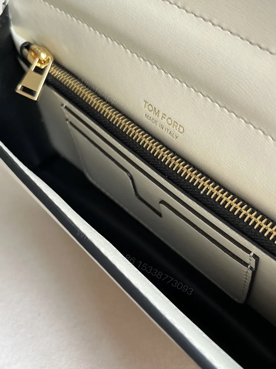 View 2 of Ivory Light-Nappa Tiny Structured Bag with Gold TF Hardware
