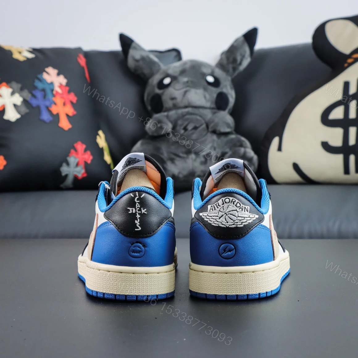 View 6 of Travis Scott Fragment Design Jordan 1 Reps Low​