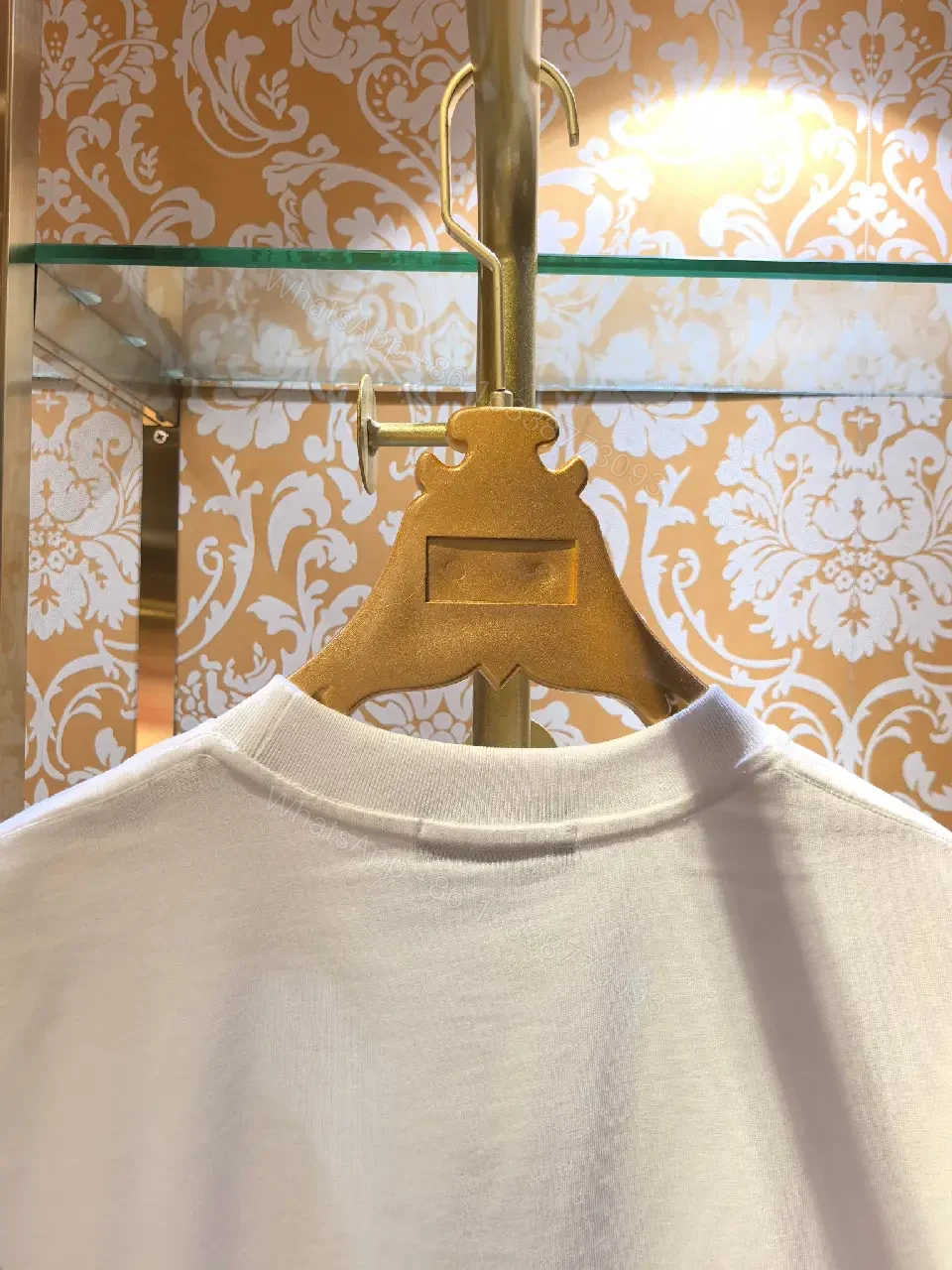 View 7 of White Cotton Crew Tee, Minimalist Luxe, PRADA Milano Logo Tee