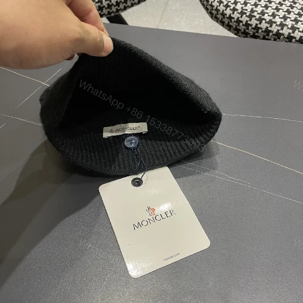 View 9 of Black Knit Beanie with Diamond Texture — Ultra-Wine?