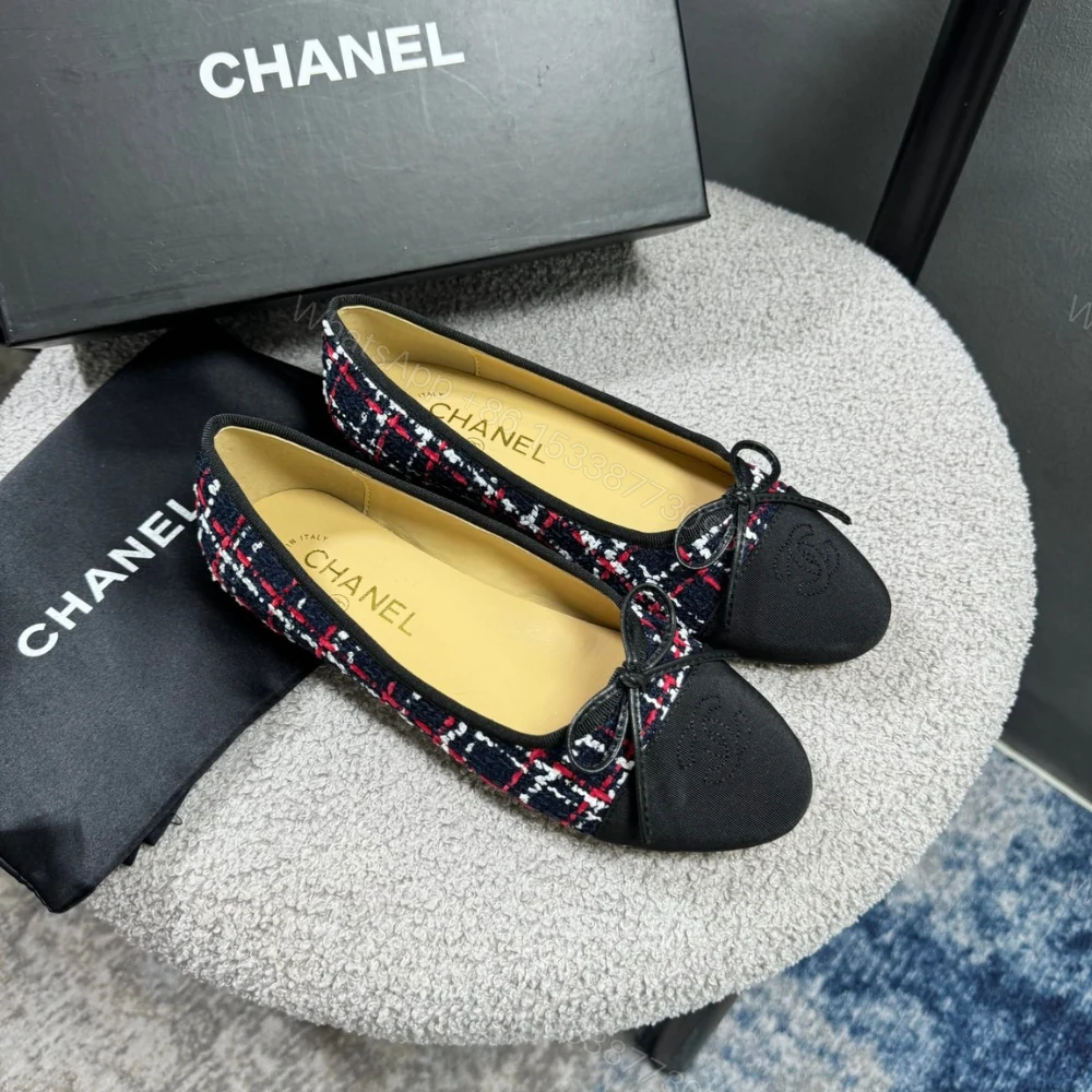View 3 of Chanel Ballerina Flat Shoes Tweed In Black