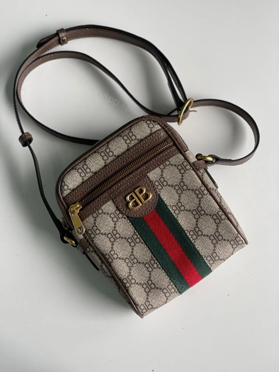 View 2 of GUCCI X BALENCIAGA BB Mini Ophidia Messenger Black