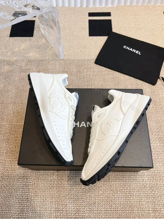 View 2 of Chanel-Inspired White Leather Sneakers with Luxe Comfort