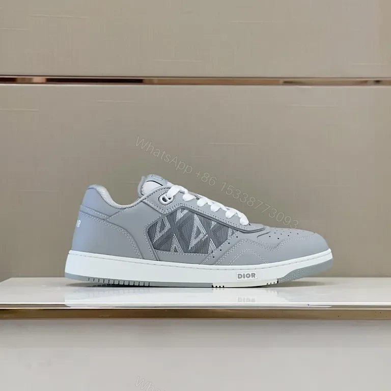 View 4 of Grey Minimalist Dior Trainer | Geometric Panel | Everyday Luxury Sneaker