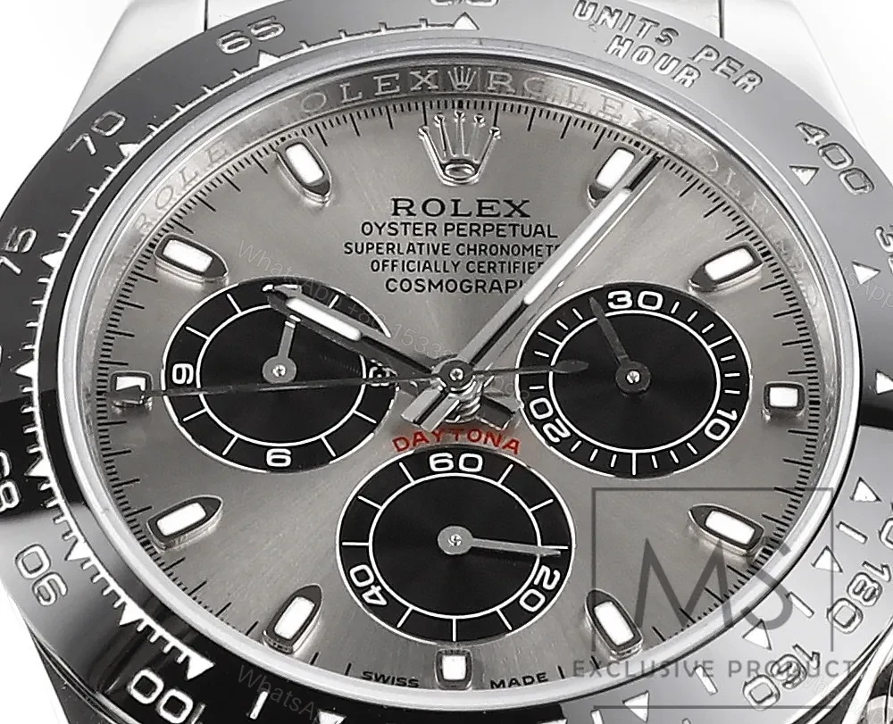 View 6 of WWF Factory Clean Factory MS Rolex Daytona Silver Panda Rubber Strap