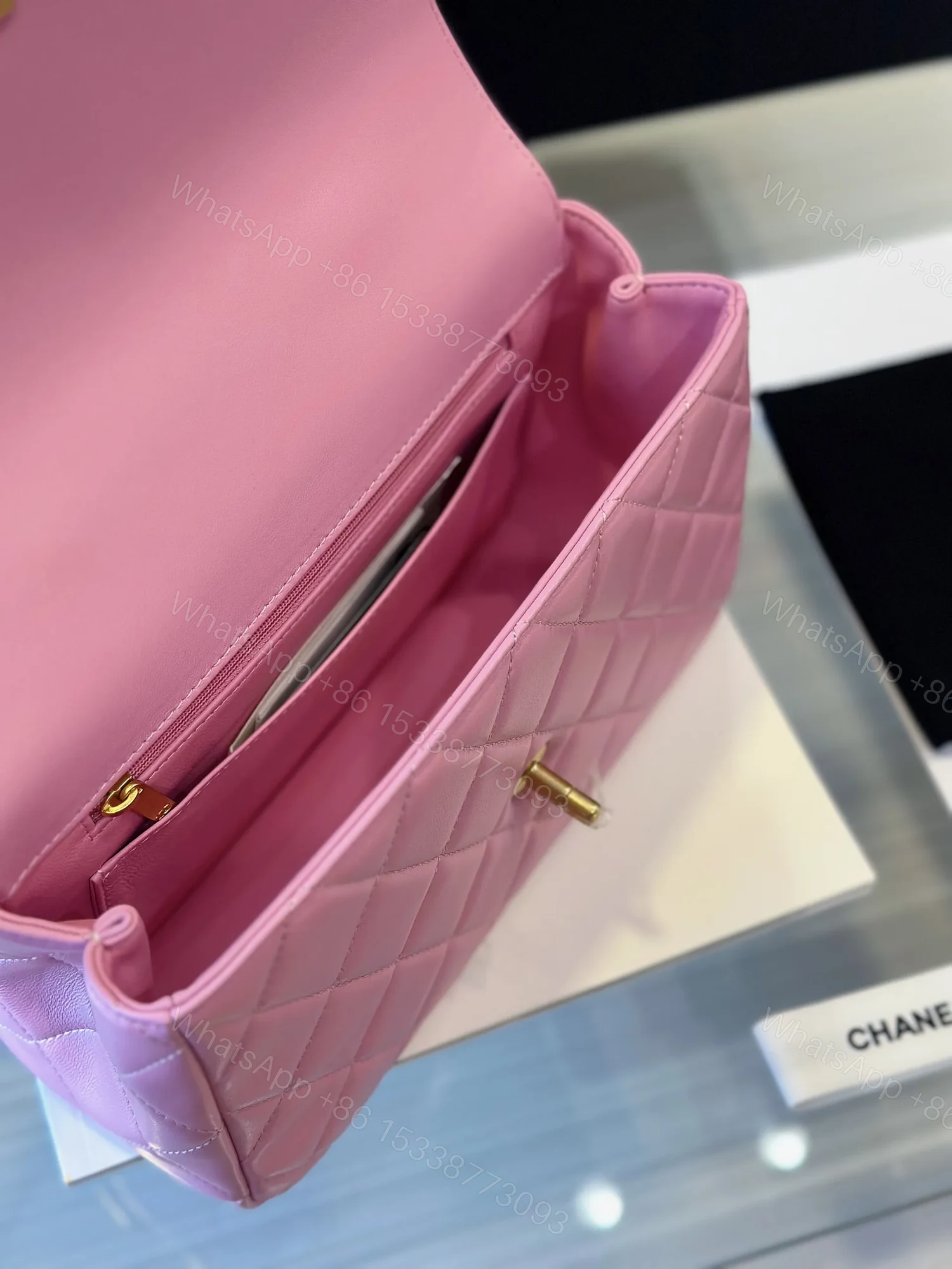 View 4 of Chanel Coco Mini Handbags Pink With Lock Gold 22x21cm