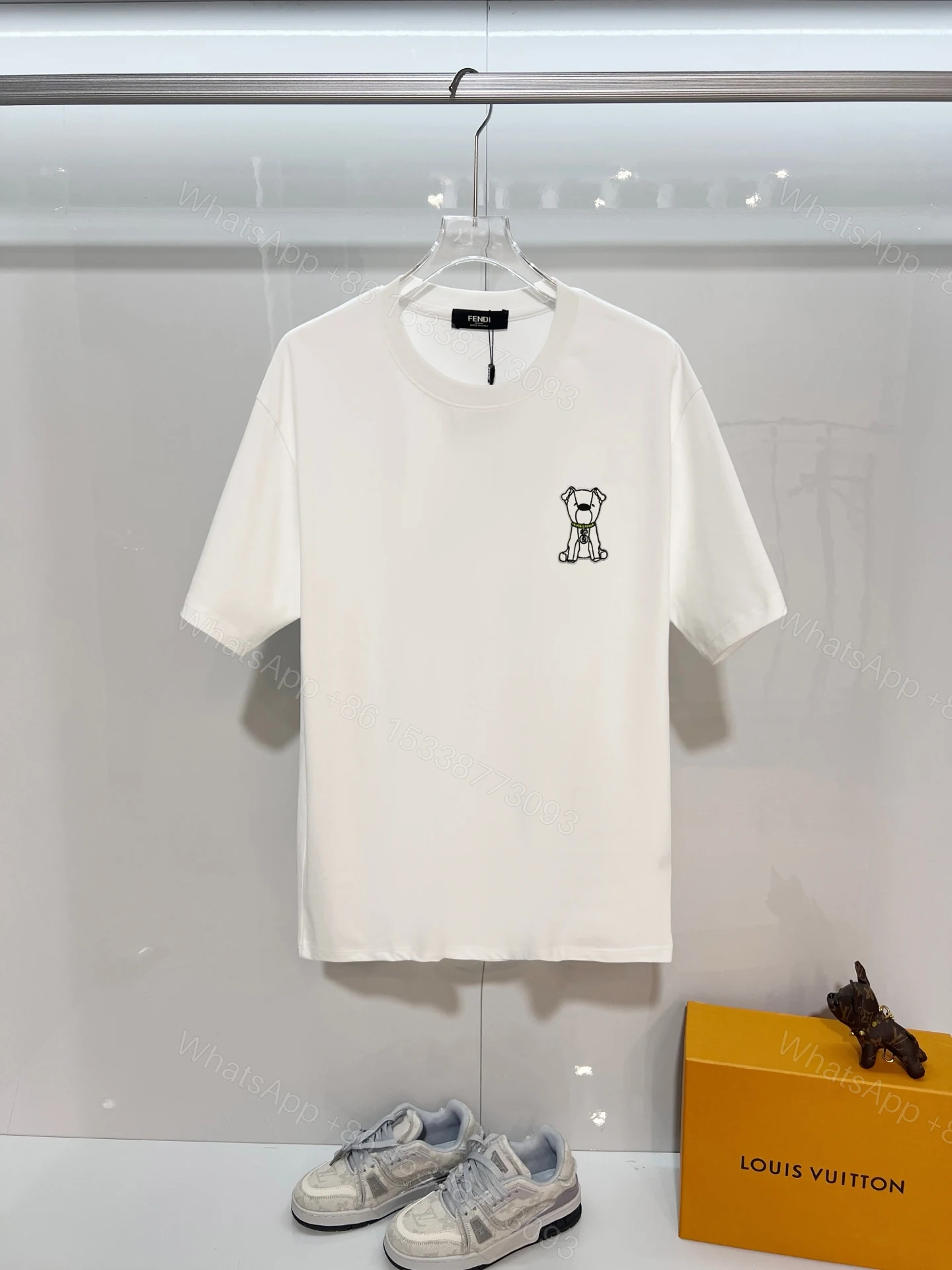 FENDI高仿小狗刺繡短袖T恤精品潮流寬鬆款 — view 1