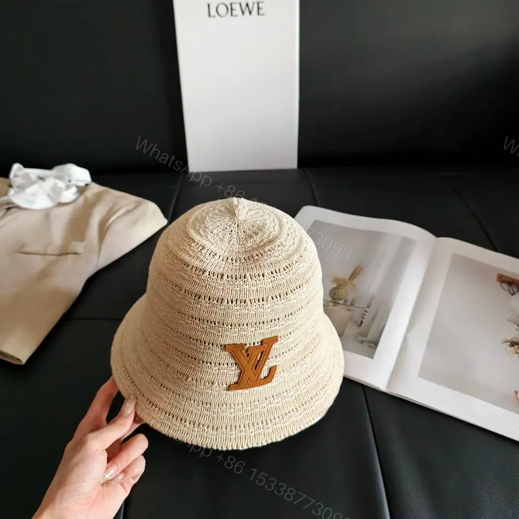 View 6 of Natural Beige Straw Boater Hat with LV Logo Patch