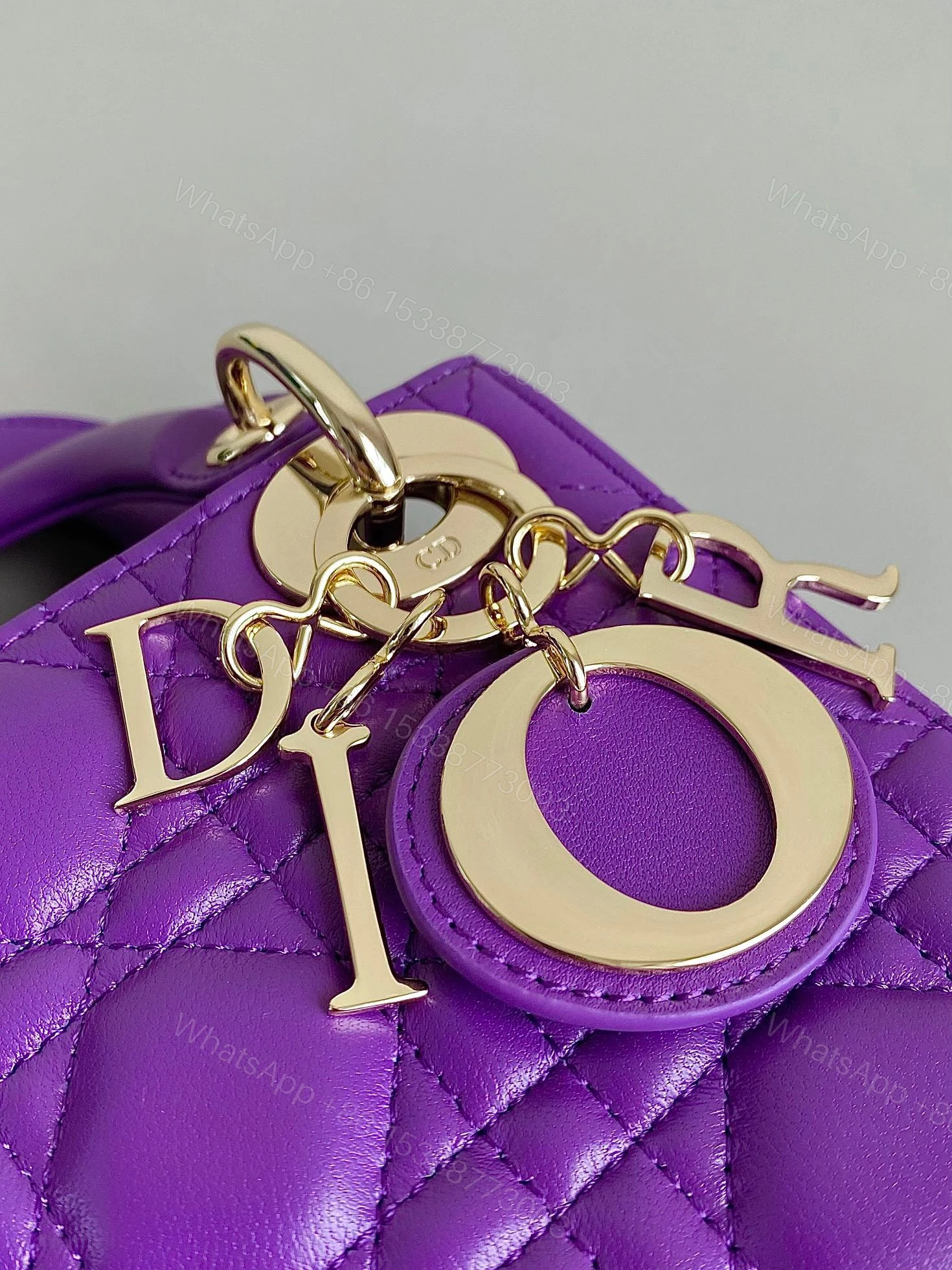 View 3 of Dior Lady Mini Super Quality Women’s Handbag Purple Cowhide 17cm