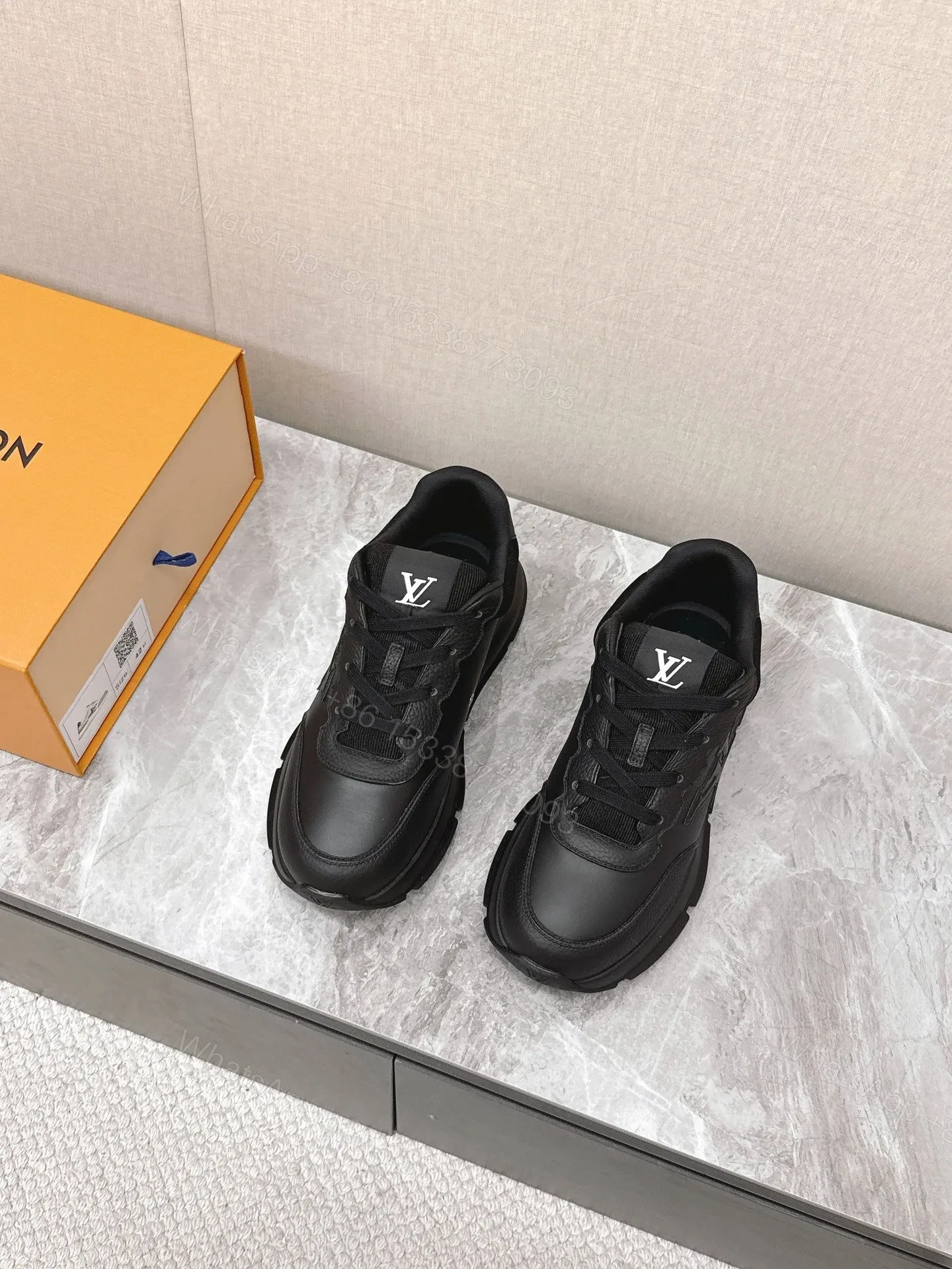 View 4 of LV Women Black Leather Sneakers