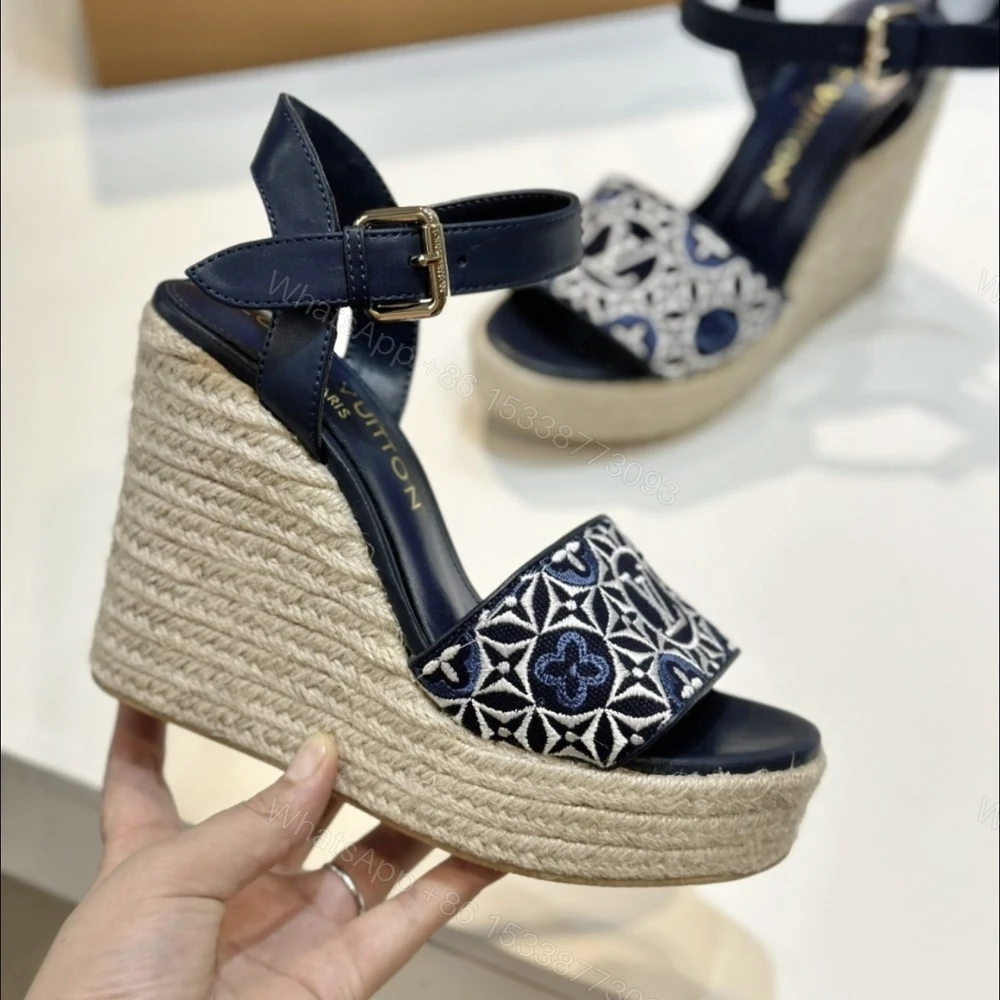 View 4 of LOUIS VUITTON HELIOS WEDGE ESPADRILLE MARINE 1AHLKQ