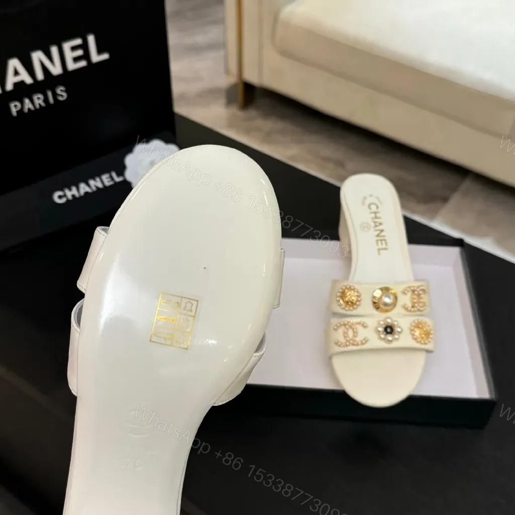 View 4 of Embellished Block Heel Mules - Luxury Comfort, Open-Toe, Mid Heel