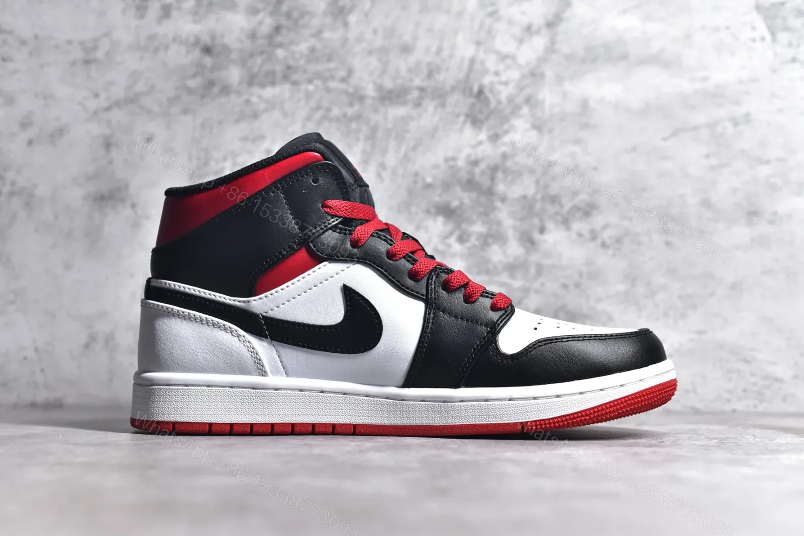View 4 of Air Jordan 1 Mid Gym Red Black Toe
