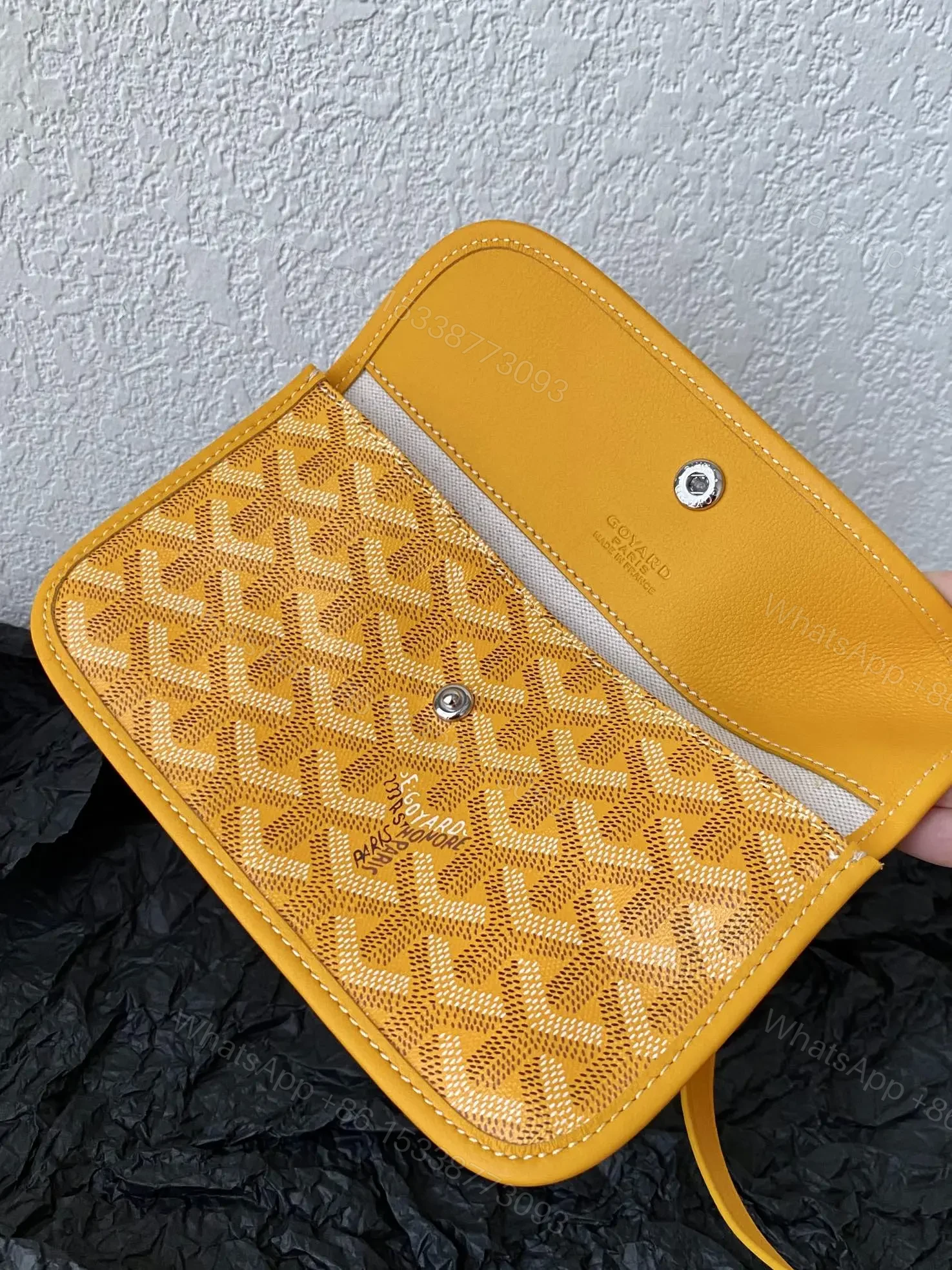 View 8 of Goyard Yellow Goyardine Canvas & Chevroches Calfskin Saint Louis PM Tote
