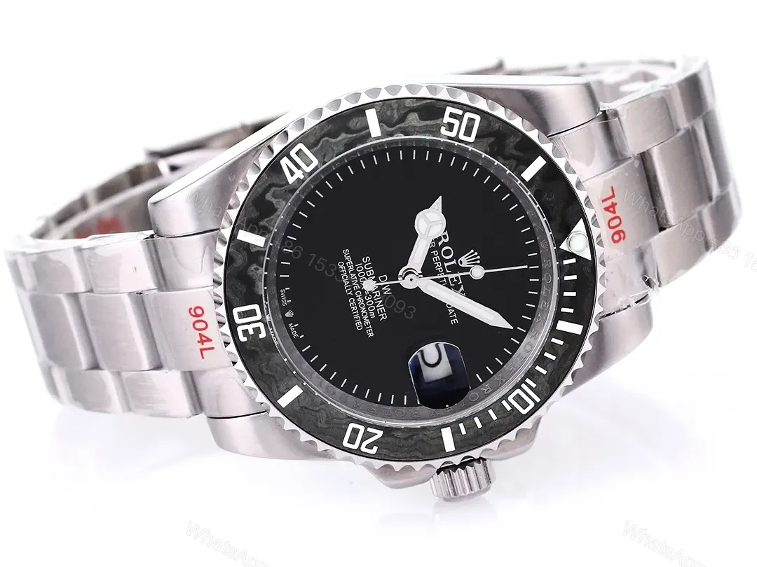 View 5 of Clean Factory – **Brand:** Rolex – **Color:** Black – **Style:** Submariner **Title:** Rolex Black Submariner Parakeet Watch
