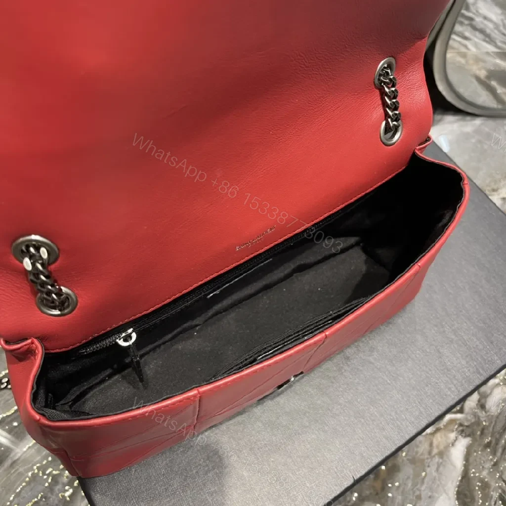 View 9 of Red Leather Quilted Shoulder Bag with Gold Hardware, Structured Chic, Everyday Luxury