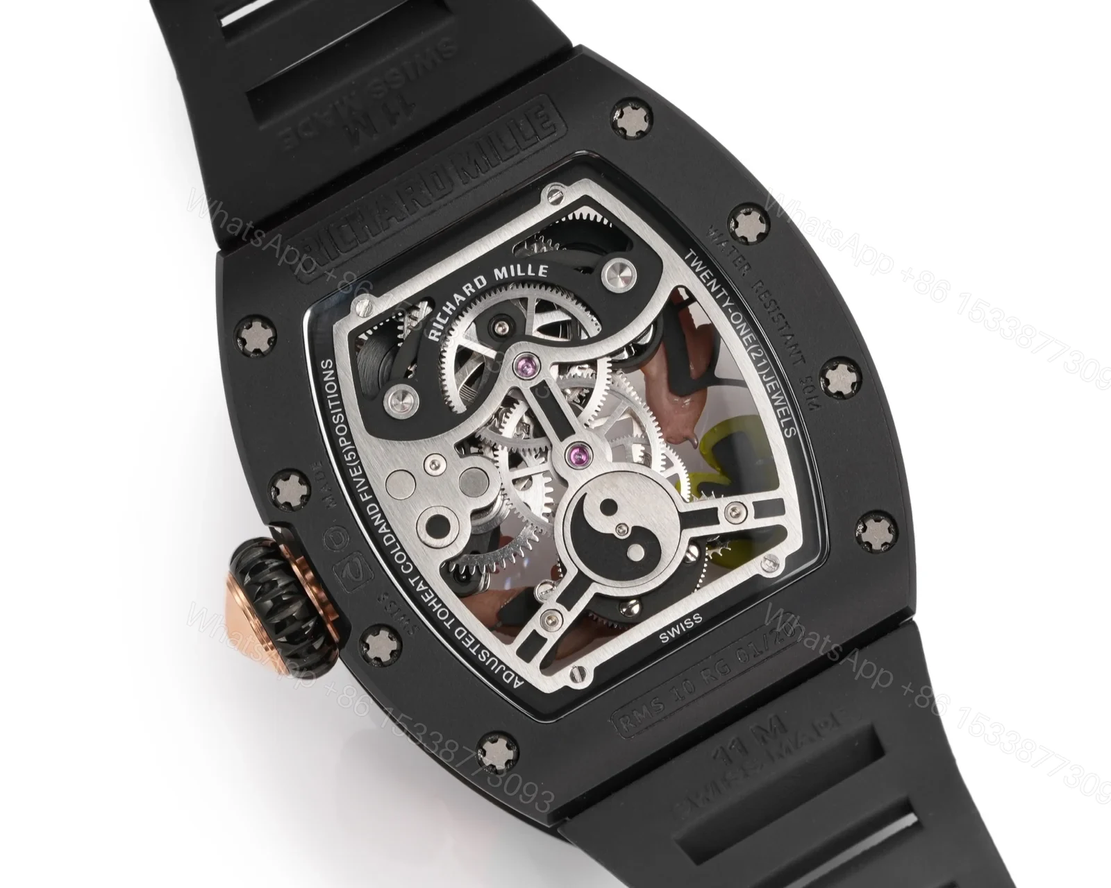 View 7 of Richard Mille RM S10 Koi Tourbillon Watch Red Gold Diamond Koi Lotus Art Dial Flying Tourbillon Mechanical Luxury Edition RM-S10-KOI-RGD-LOT