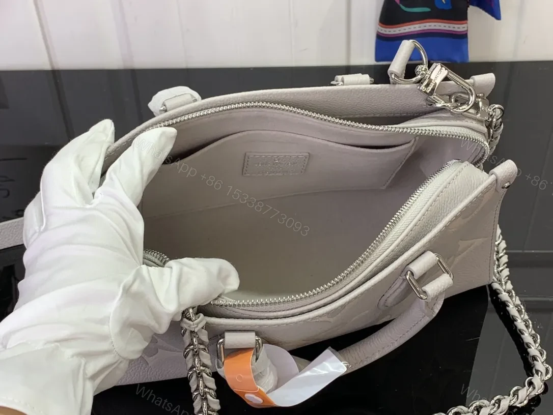 View 2 of Monogram Texture Leather Messenger Bag: Timeless Luxe, All-Day Comfort