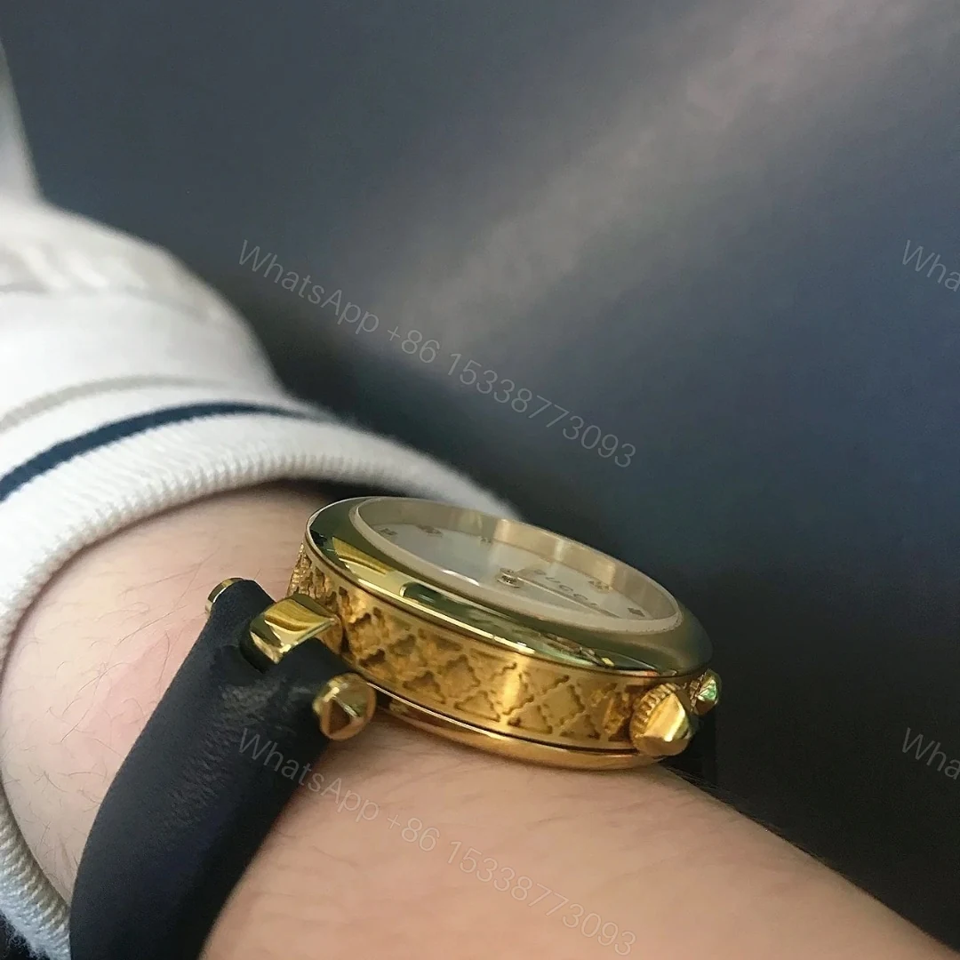 View 2 of Gucci Diamantissima Swiss Quartz With Black Strap And Gold Tone 27Mm Ya141404