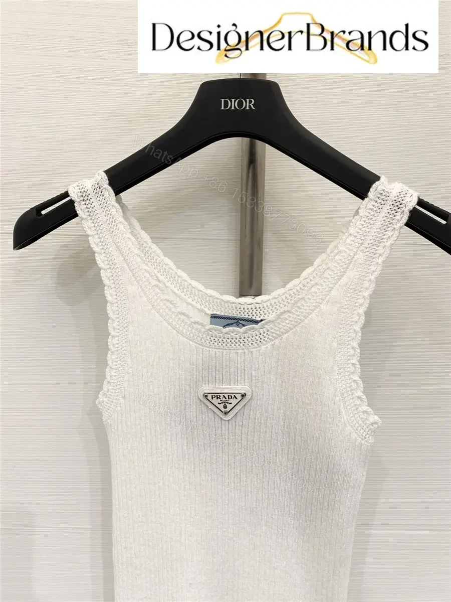 View 2 of Prada White Knitted Racerback Tank Top