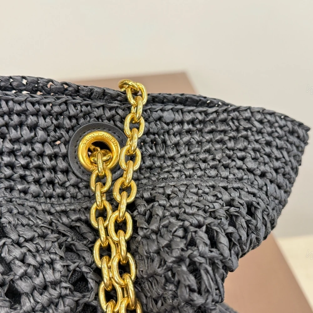 View 7 of Saint Laurent Jamie Shopping In Raffia Black 35Cm