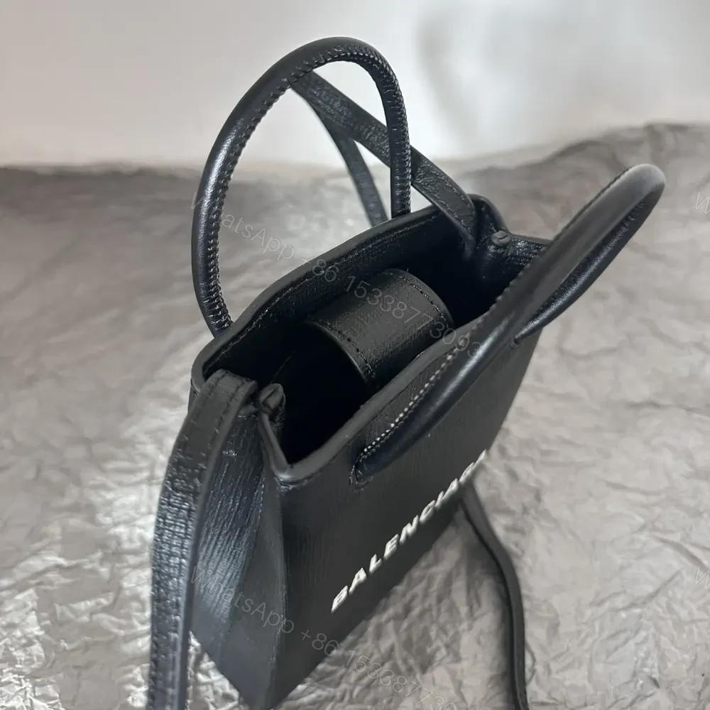View 8 of 高仿Balenciaga迷你Tote包系列小牛皮黑色