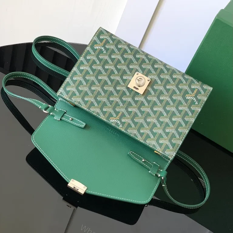 View 6 of Emerald Goyard-Inspired Crossbody: Textured Luxe Bag