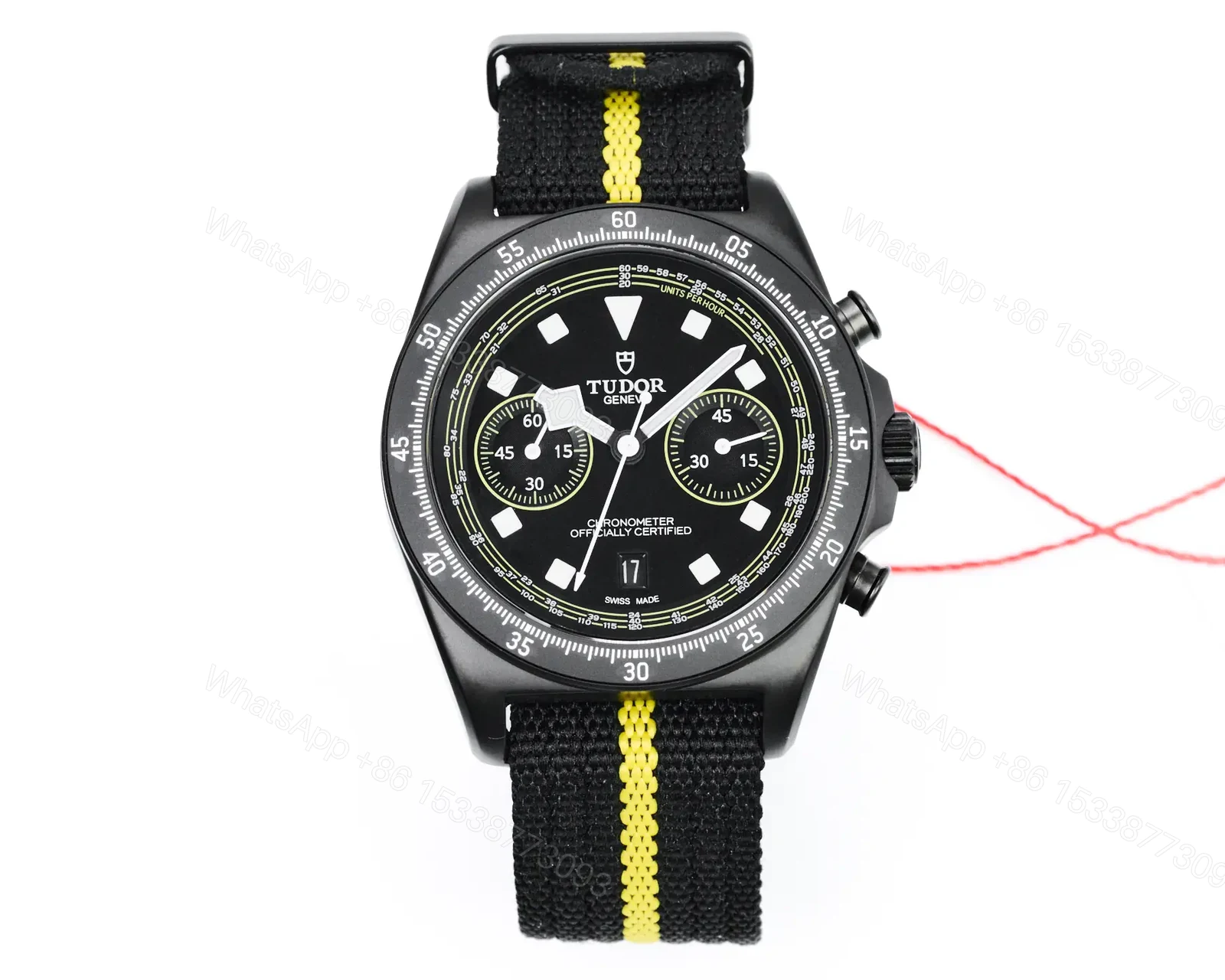 View 4 of Tudor FXD Chronograph Black Dial Yellow Stripe Strap Premium 43MM TUD-FXD-YLW-43