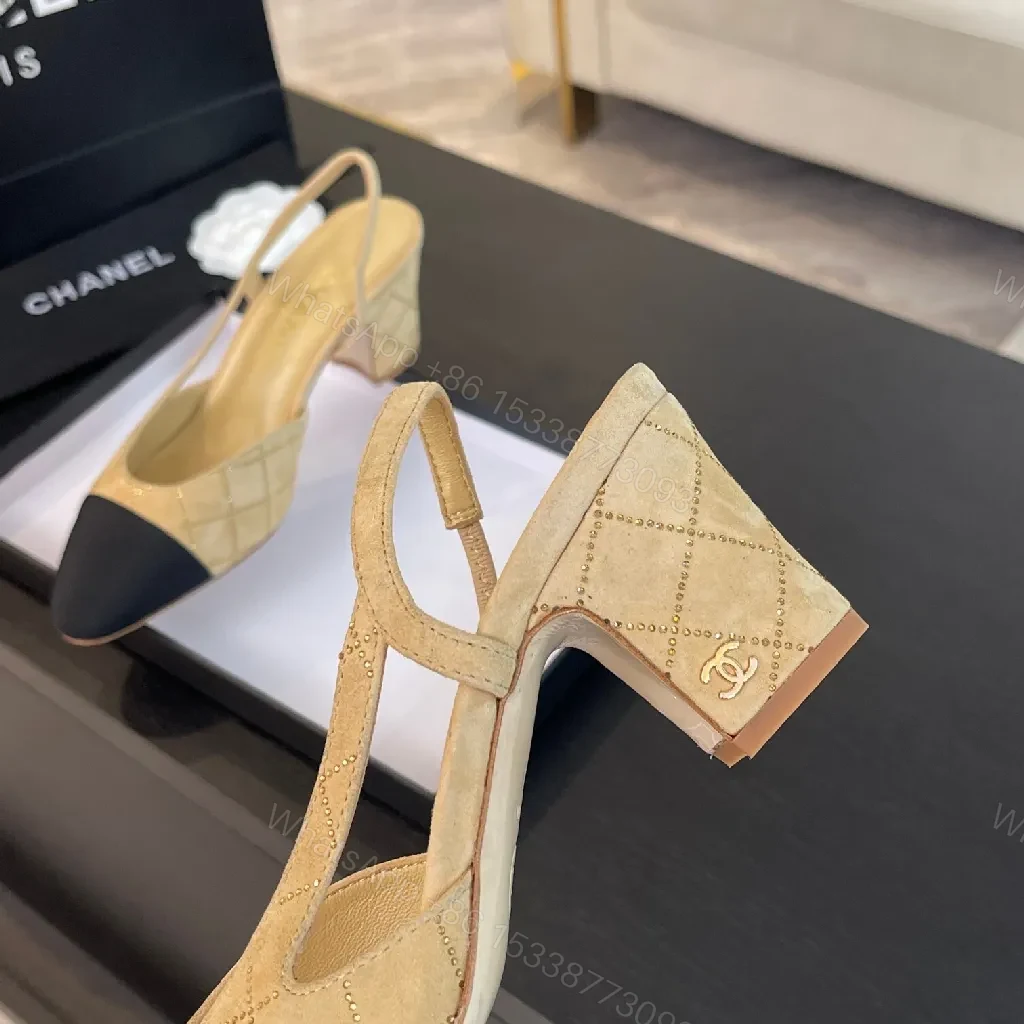 View 4 of Quilted Slingback Heels: Two-Tone, Block Heel, Luxe Style