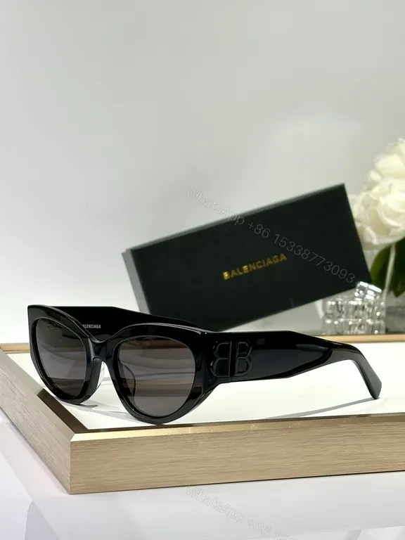 View 2 of Bold Black Frames with Gold BB Emblem Sunglasses