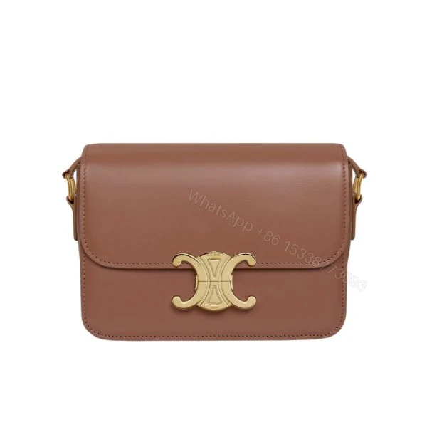 CELINE TEEN TRIOMPHE BAG IN SHINY CALFSKIN BROWN 18CM — view 1