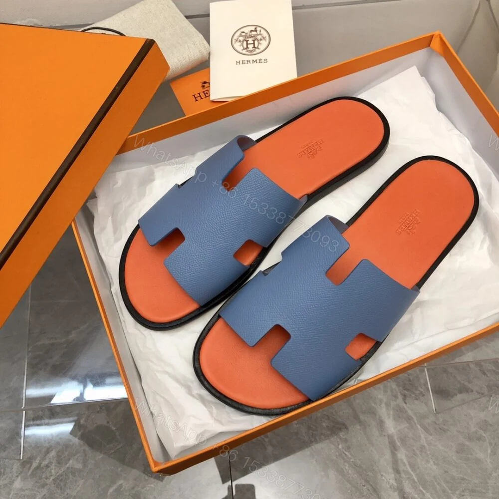 View 2 of Hermes Izmir Sandal Bleu Bleuet Orange H221824Z