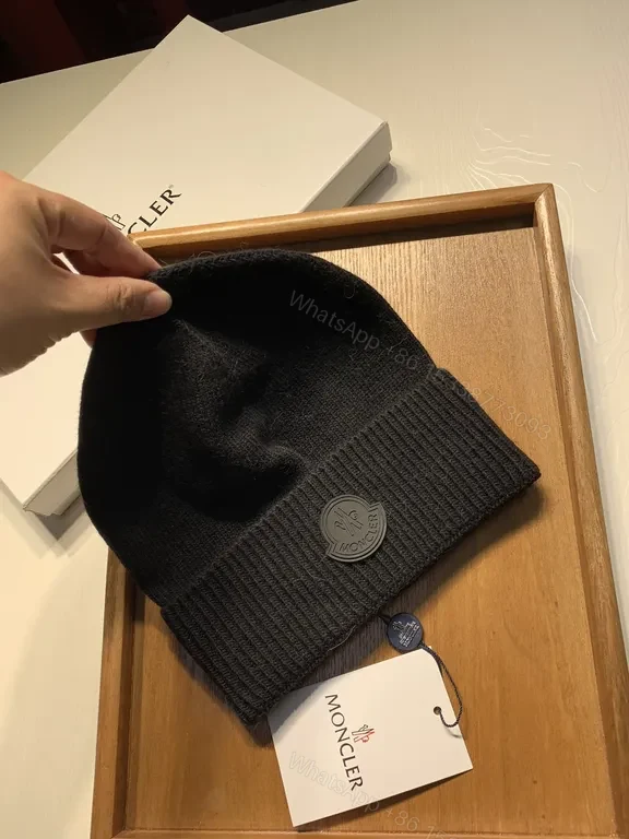 View 7 of Cozy Black Knit Beanie â€” Premium Moncler Warmth Hat