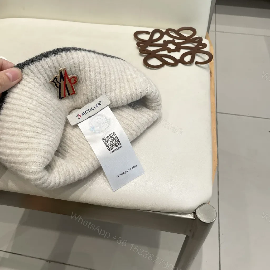 View 9 of Two-Tone Knit Beanie: Premium Warmth & Subtle Moncler Flagging