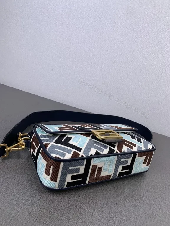View 5 of Chic Pattern-Block Mini Bag with Luxe Emblem