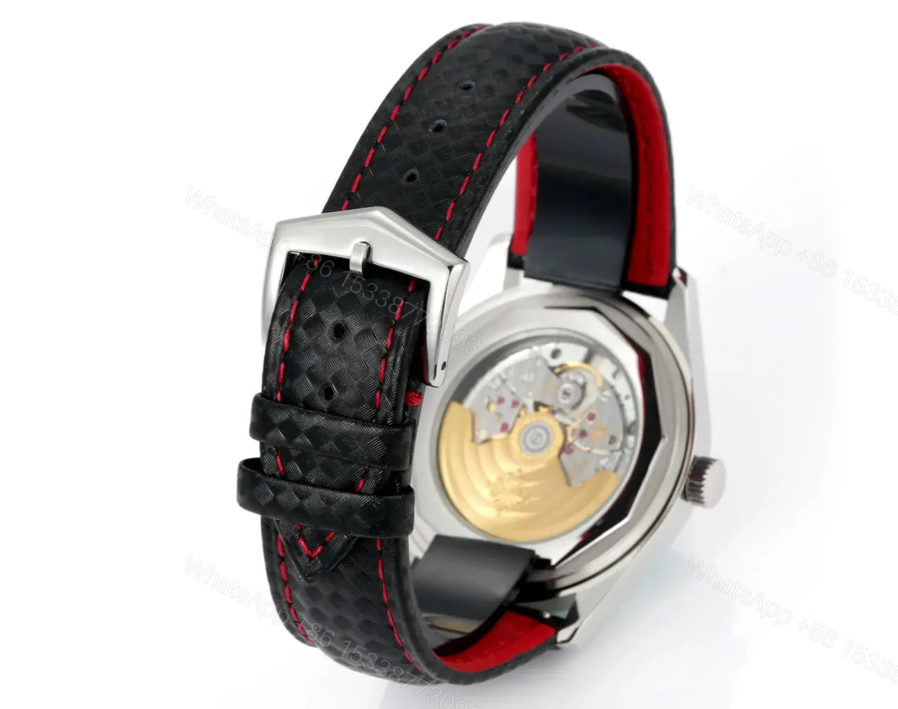 View 9 of Patek Philippe Calatrava 40mm Polished Stainless Steel Watch with Black Ebony Dial and Black Leather Strap