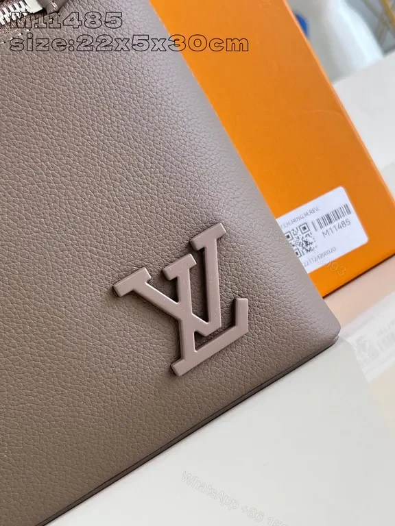 View 3 of Taupe Leather Crossbody: Structured, LV-Inspired Hardware Bag