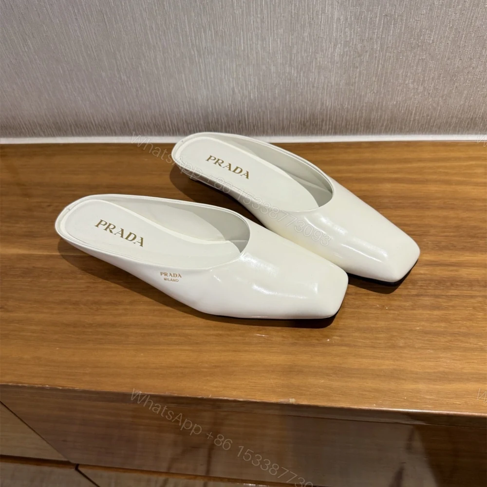 View 3 of 高仿Prada*1S825M方頭皮質休閒拖鞋白色免檢版