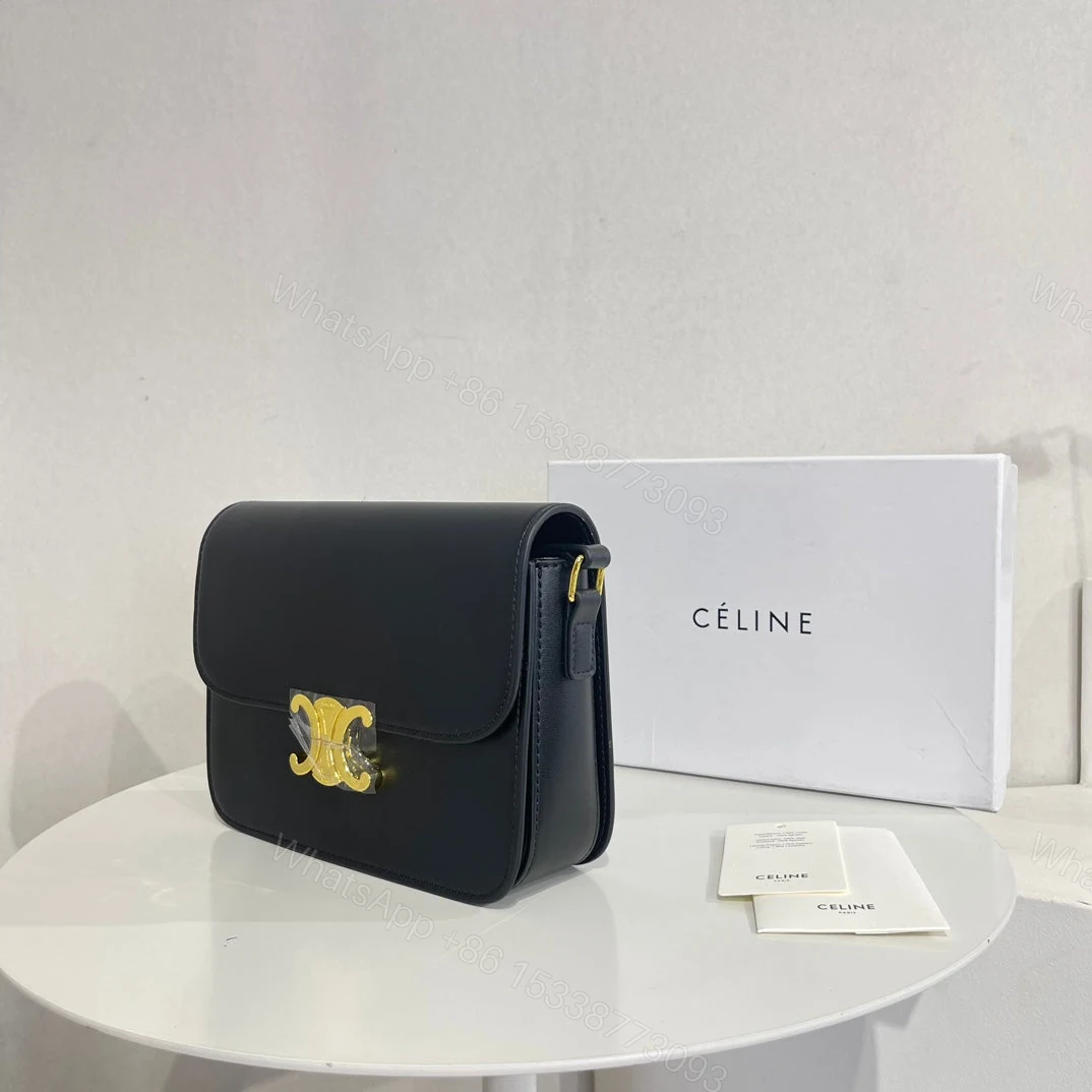 View 5 of CELINE TEEN TRIOMPHE BAG IN SHINY CALFSKIN BLACK 18CM 188423BF438NO