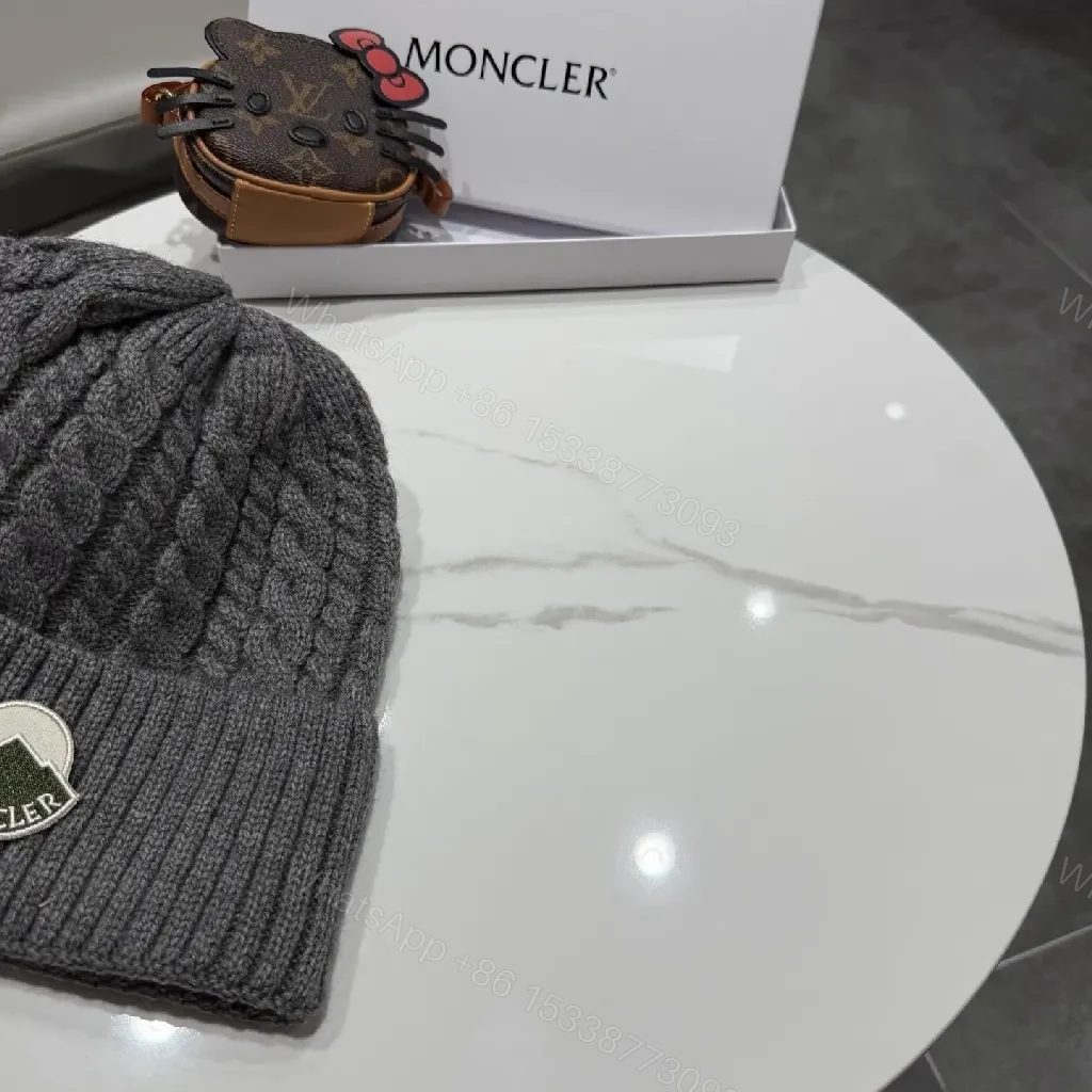 View 3 of Cozy Cable Knit Beanie: Subtle Moncler Sealing Luxury Winter Beanie
