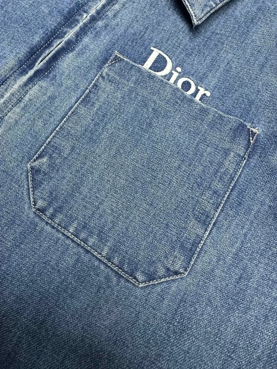 View 8 of Indigo Denim Coach Jacket – Subtle Dior Branding, Modern Texture