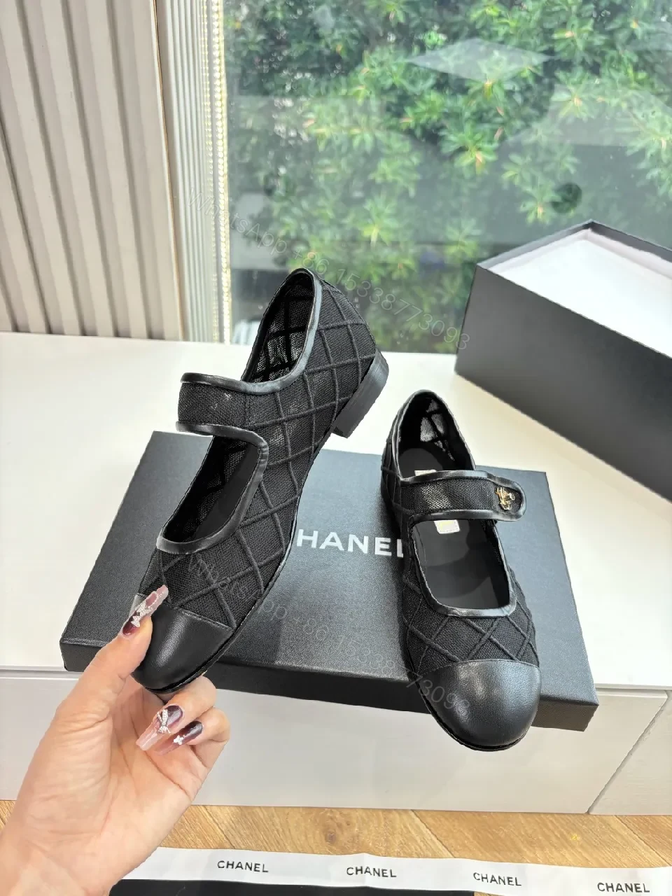 View 9 of Quilted Black Mary Janes - Leather Trim, Signature Hardware, Flat Shoes