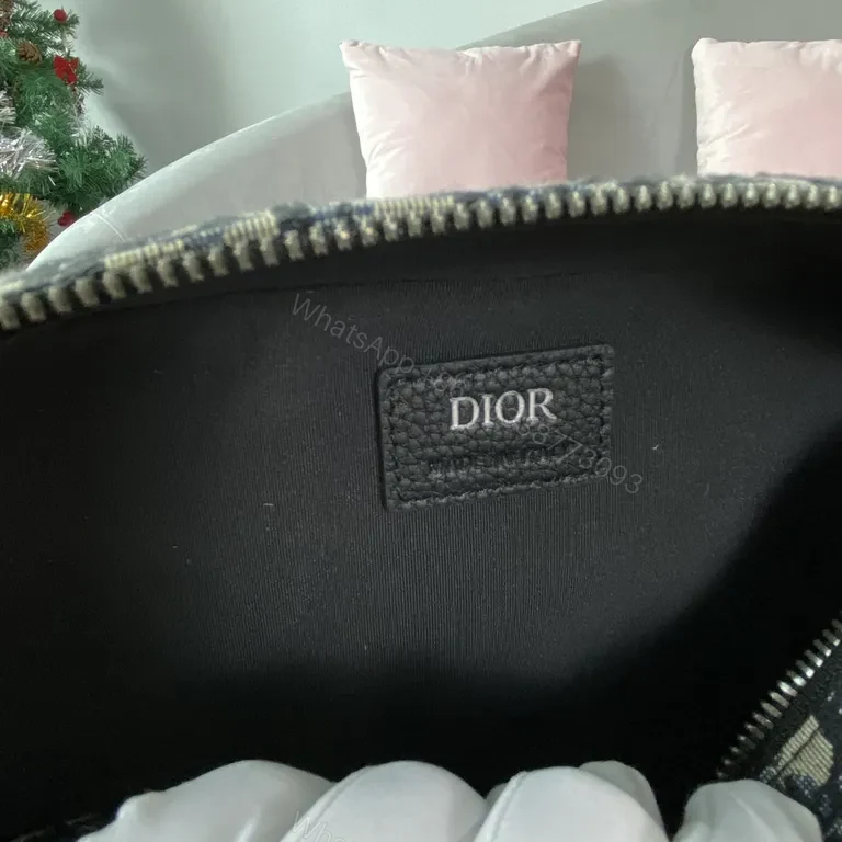 View 8 of Compact Dior Oblique Crossbody: Canvas, Leather Trim, Zip