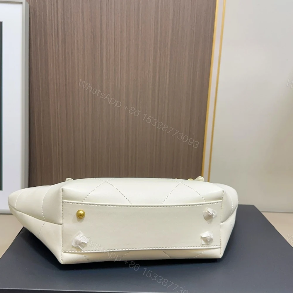 View 7 of Chanel Shopping Bag And Gold Tone Metal White 21Cm