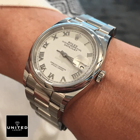 View 6 of Rolex Datejust 126200-0008 Oyster Steel White Dial Replica